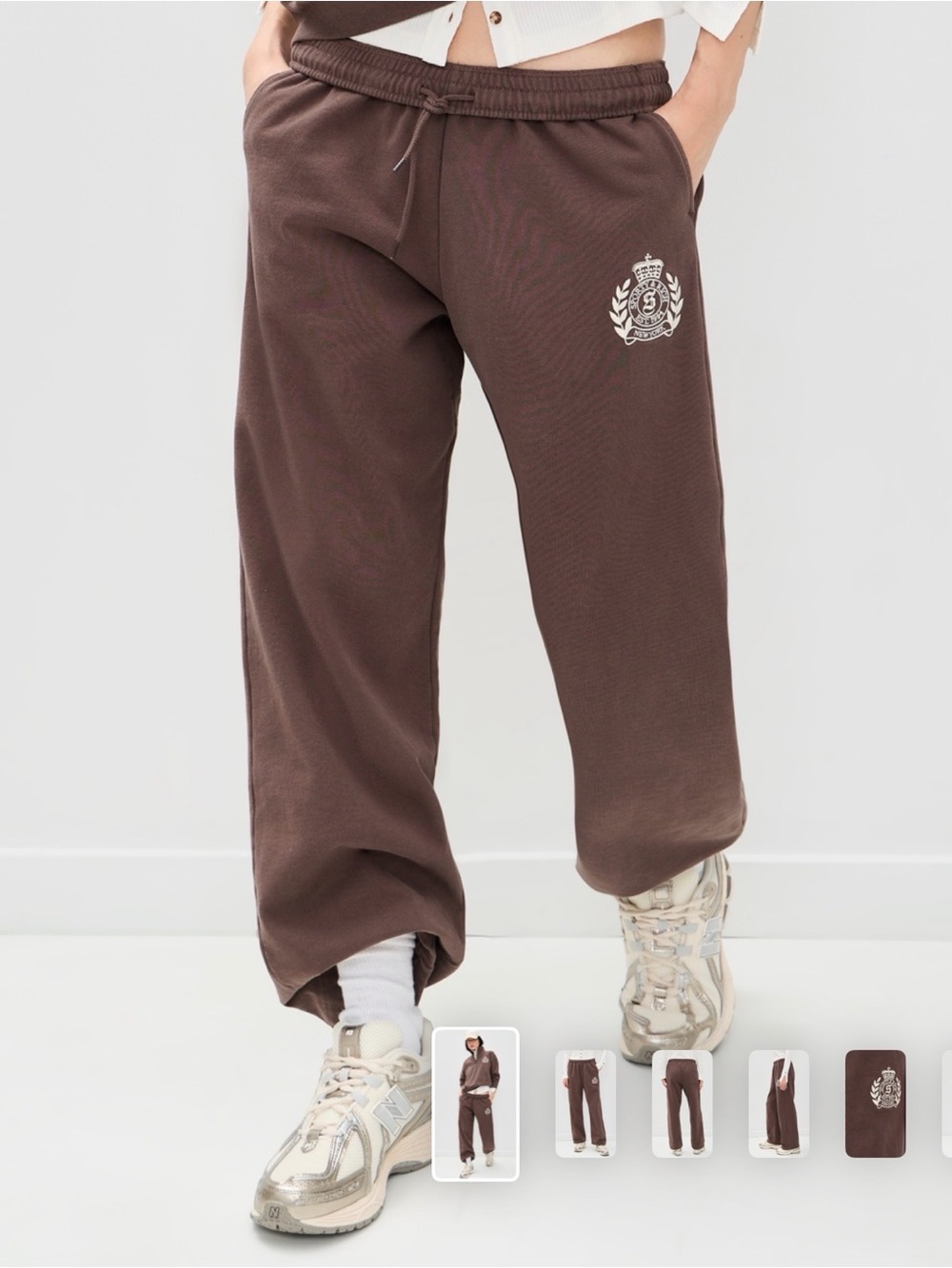 Sporty & Rich Brown Crest Jogger Sweatpants